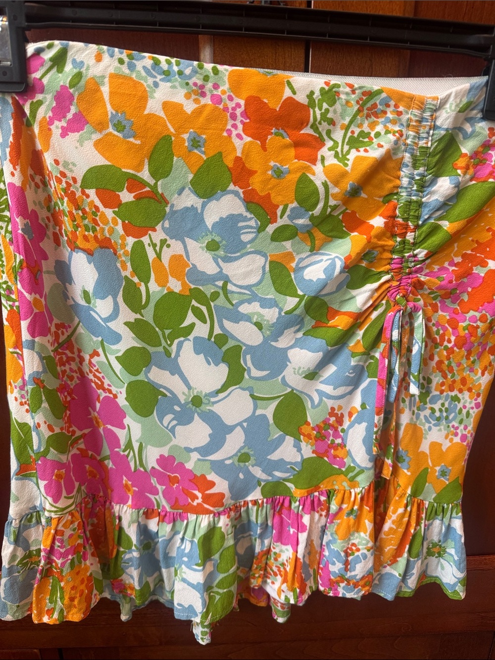 Rails Floral Ruffled Mini Skirt in Orange, Green, Blue, Pink and White